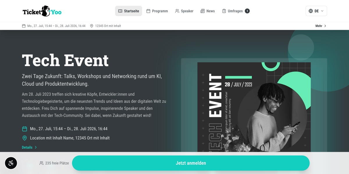Tech-Event – Eventseite